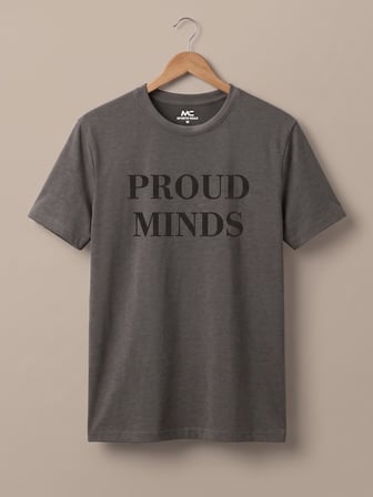 Maccali Koyu Gri Erkek Proud Minds Baskılı Bisiklet Yaka Bol Kesim Tişört