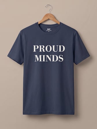 Maccali Lacivert Erkek Proud Minds Baskılı Bisiklet Yaka Bol Kesim Tişört