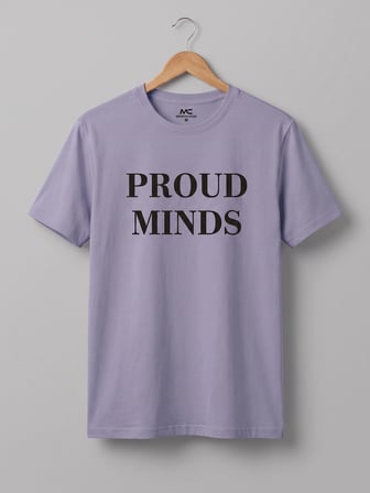 Maccali Lila Erkek Proud Minds Baskılı Bisiklet Yaka Bol Kesim Tişört