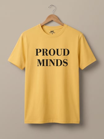 Maccali Sarı Erkek Proud Minds Baskılı Bisiklet Yaka Bol Kesim Tişört