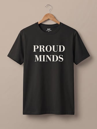 Maccali Siyah Erkek Proud Minds Baskılı Bisiklet Yaka Bol Kesim Tişört