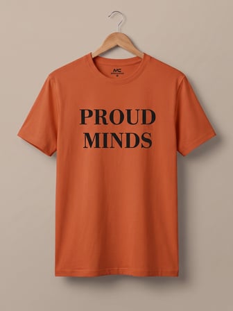Maccali Turuncu Erkek Proud Minds Baskılı Bisiklet Yaka Bol Kesim Tişört