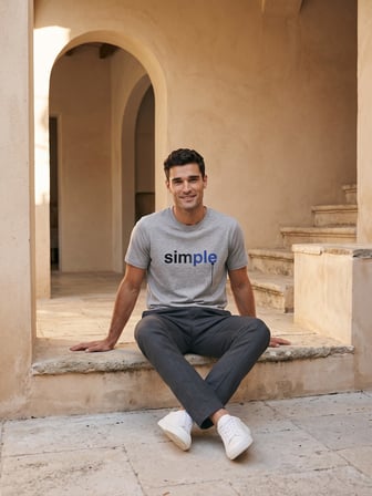 Maccali Gri Erkek Simple Baskılı Bisiklet Yaka Bol Kesim Tişört