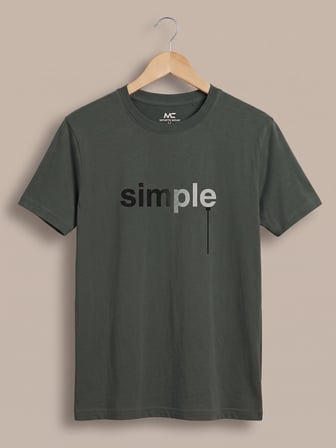 Maccali Haki Erkek Simple Baskılı Bisiklet Yaka Bol Kesim Tişört