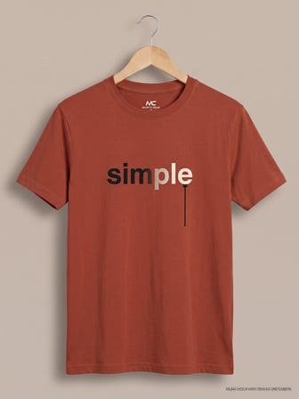 Maccali Kiremit Erkek Simple Baskılı Bisiklet Yaka Bol Kesim Tişört