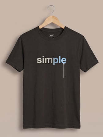 Maccali Siyah Erkek Simple Baskılı Bisiklet Yaka Bol Kesim Tişört