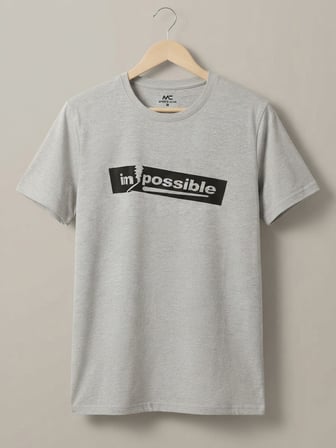 Maccali Gri Erkek Impossible Baskılı Bisiklet Yaka Bol Kesim Tişört