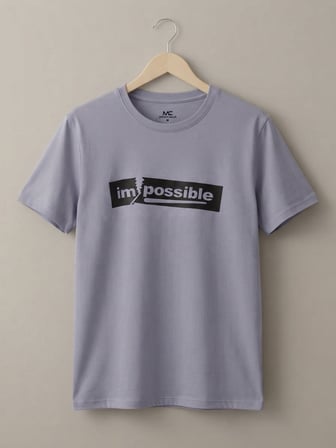 Maccali Lila Erkek Impossible Baskılı Bisiklet Yaka Bol Kesim Tişört