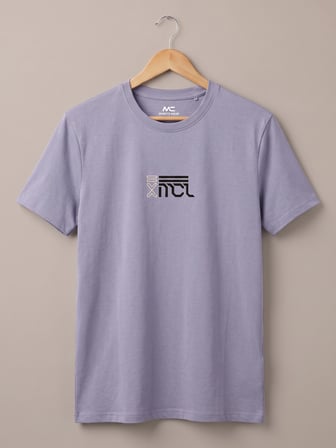 Maccali Lila Erkek Monogram Baskılı Bisiklet Yaka Bol Kesim Tişört