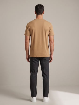 Maccali Camel Erkek New York City Baskılı Bisiklet Yaka Bol Kesim Tişört