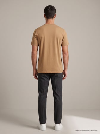 Maccali Camel Erkek New York City Baskılı Bisiklet Yaka Bol Kesim Tişört