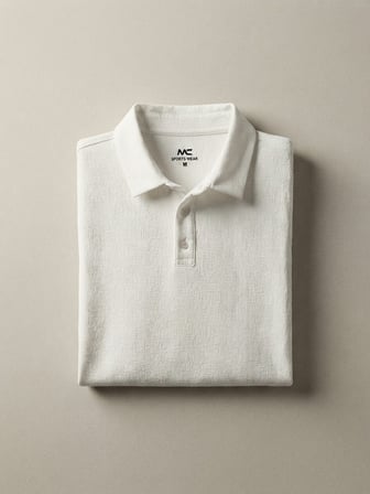 Maccali Beyaz Erkek Dokulu Kısa Kollu Polo Yaka Tişört