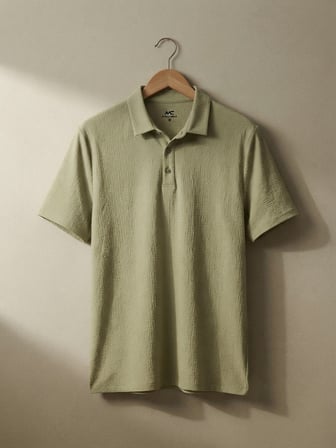 Maccali Çağla Yeşili Erkek Dokulu Kısa Kollu Polo Yaka Tişört