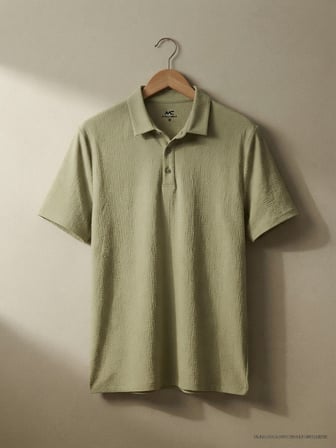 Maccali Çağla Yeşili Erkek Dokulu Kısa Kollu Polo Yaka Tişört