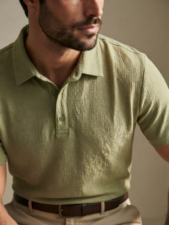 Maccali Çağla Yeşili Erkek Dokulu Kısa Kollu Polo Yaka Tişört