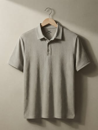 Maccali Gri Erkek Dokulu Kısa Kollu Polo Yaka Tişört