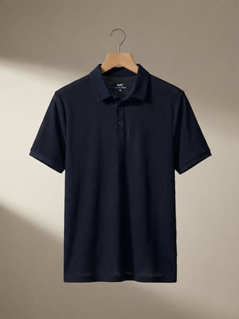 Maccali Lacivert Erkek Dokulu Kısa Kollu Polo Yaka Tişört