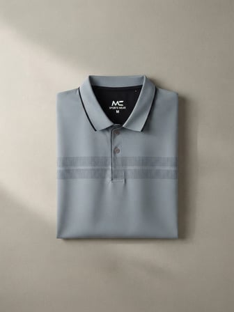 Maccali Buz Mavisi Erkek Büyük Beden Çizgi Bantlı Polo Yaka Tişört