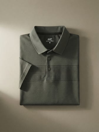 Maccali Haki Erkek Büyük Beden Dokuma Bantlı Polo Yaka Tişört