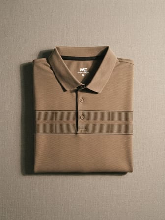 Maccali Kahve Erkek Büyük Beden Dokuma Bantlı Polo Yaka Tişört