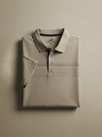 Maccali Bej Erkek Büyük Beden Baskı Detaylı Polo Yaka Tişört
