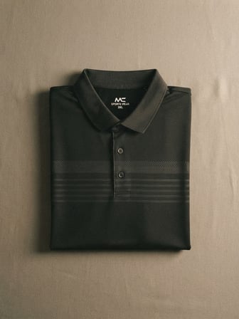 Maccali Siyah Erkek Büyük Beden Baskı Detaylı Polo Yaka Tişört