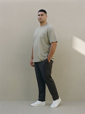 Maccali Bej Erkek Büyük Beden Basic Bisiklet Yaka Tişört