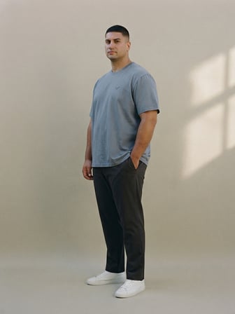 Maccali Mavi Erkek Büyük Beden Basic Bisiklet Yaka Tişört