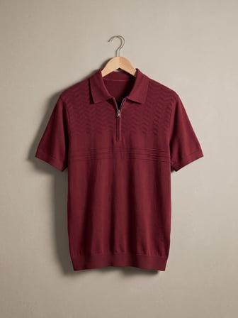 Maccali Bordo Erkek Triko Polo Yaka Tişört