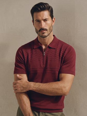Maccali Bordo Erkek Triko Polo Yaka Tişört