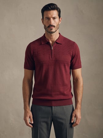 Maccali Bordo Erkek Triko Polo Yaka Tişört