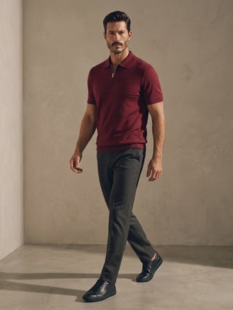 Maccali Bordo Erkek Triko Polo Yaka Tişört