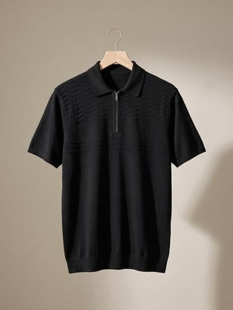 Maccali Siyah Erkek Triko Polo Yaka Tişört