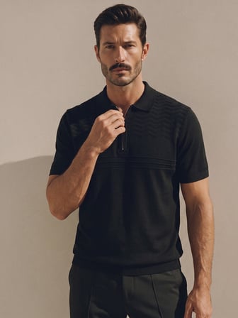 Maccali Siyah Erkek Triko Polo Yaka Tişört