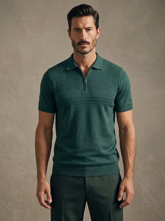 Maccali Yeşil Erkek Triko Polo Yaka Tişört