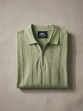 Maccali Mint Erkek Fitilli Triko Fermuarlı Polo Yaka Tişört