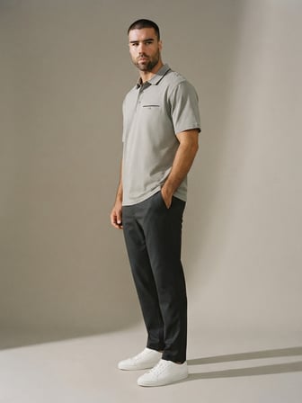 Maccali Gri Erkek Düğmeli Cepli Polo Yaka Tişört