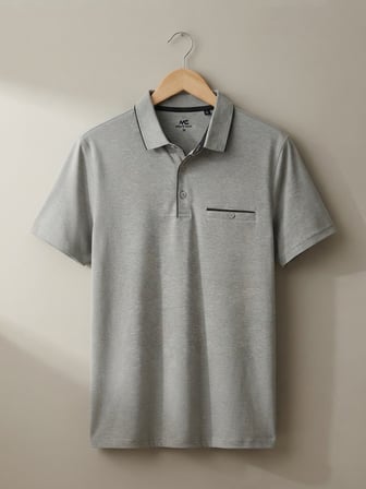 Maccali Gri Erkek Düğmeli Cepli Polo Yaka Tişört