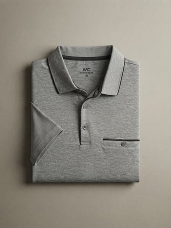 Maccali Gri Erkek Düğmeli Cepli Polo Yaka Tişört