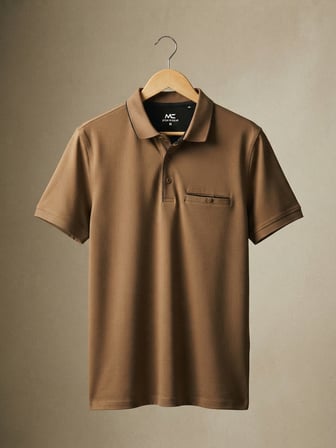 Maccali Kahve Erkek Düğmeli Cepli Polo Yaka Tişört