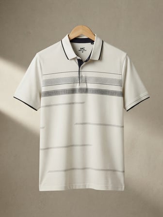 Maccali Beyaz Erkek Pamuklu Desenli Polo Yaka Tişört