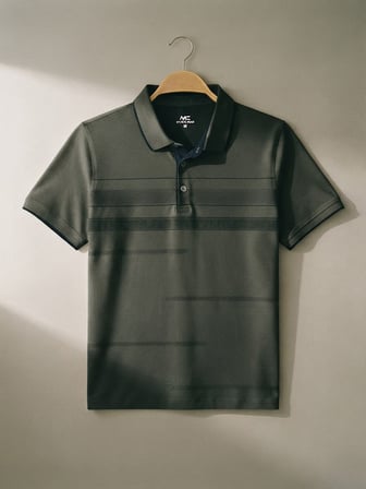 Maccali Haki Erkek Pamuklu Desenli Polo Yaka Tişört