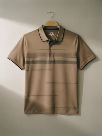 Maccali Kahve Erkek Pamuklu Desenli Polo Yaka Tişört