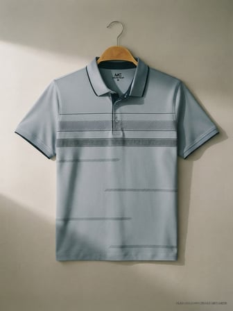 Maccali Mavi Erkek Pamuklu Desenli Polo Yaka Tişört