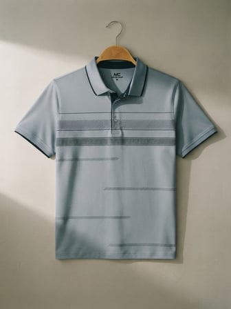 Maccali Mavi Erkek Pamuklu Desenli Polo Yaka Tişört