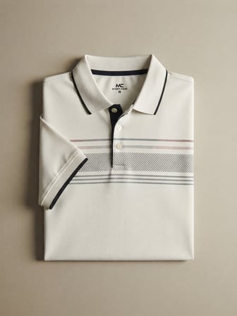 Maccali Beyaz Erkek Pamuklu Desenli Polo Yaka Tişört