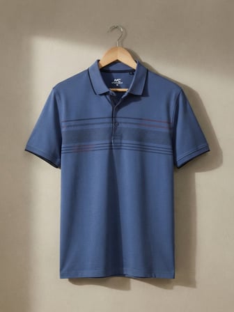 Maccali İndigo Erkek Pamuklu Desenli Polo Yaka Tişört