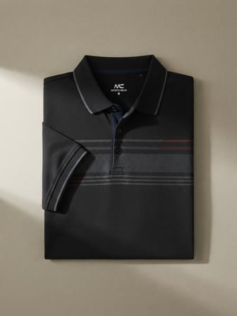 Maccali Siyah Erkek Pamuklu Desenli Polo Yaka Tişört