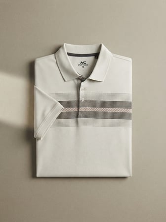 Maccali Beyaz Erkek Desenli Polo Yaka Tişört