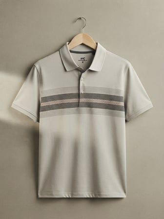 Maccali Gri Erkek Desenli Polo Yaka Tişört